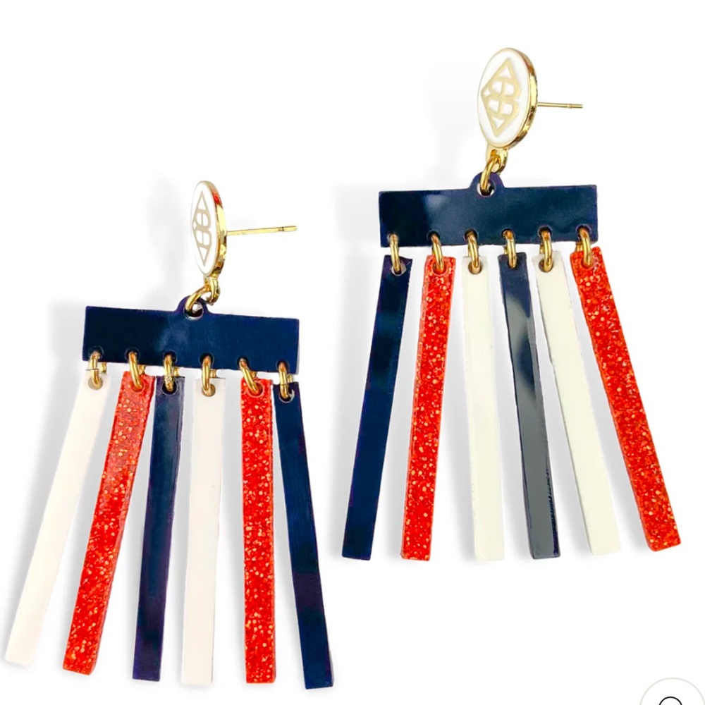 BRIANNA CANNON Earrings- Orange/Navy. Perfect for Gameday. NEW WITH TAGS